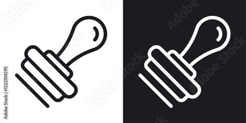 Rubber stamp icon set in black and white stroke lines