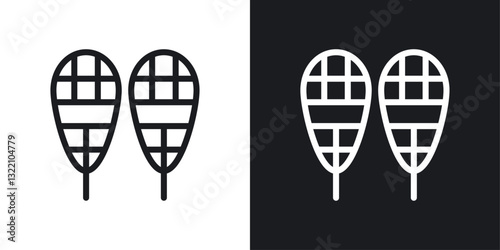 Snowshoes icon set in black and white stroke lines