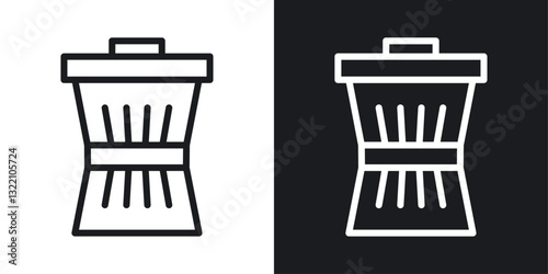 Waste reduction icon set in black and white stroke lines