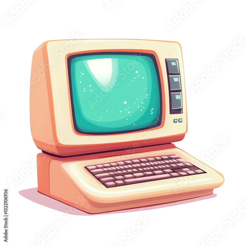 Retro computer nostalgic design cute pastel colors