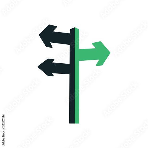 Directional arrows vector icon symbolizing guidance and decision-making, navigation