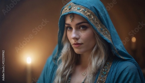 Ethereal Oracle with Hypnotic Gaze, Celestial Wisdom, and Arcane Symbols | Mystical Portraits & Metaphysical Art