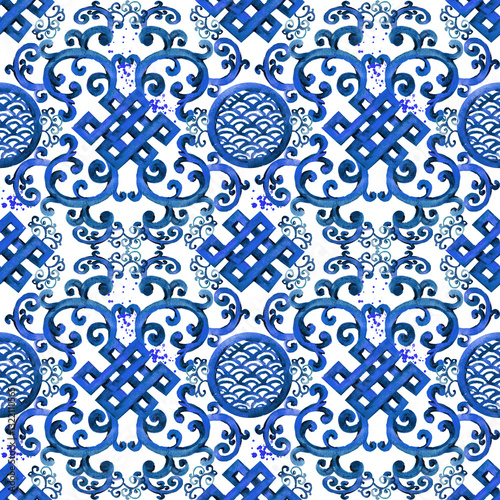 seamless pattern in japanese style. Asiane traditional art.