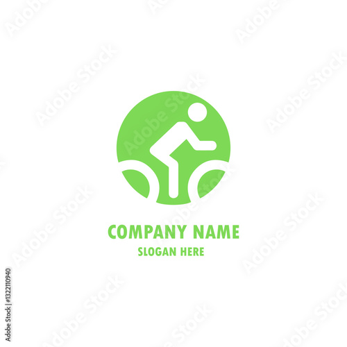 cycling race stylized symbol, outlined cyclist vector silhouette