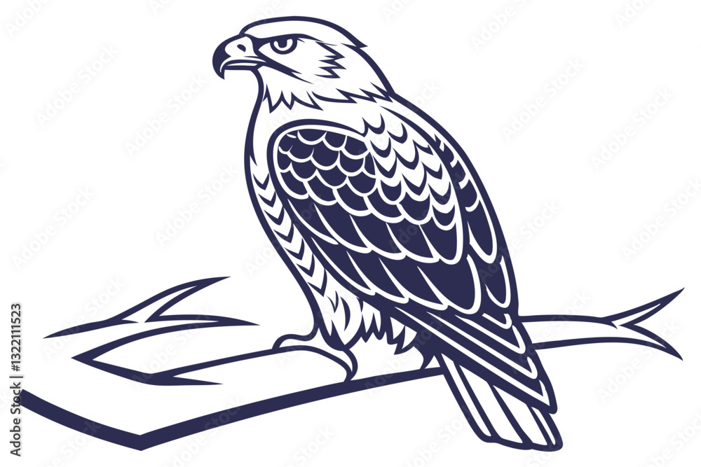 Fototapeta premium Falcon Vector Art on White Background. Stunning Bird Illustration