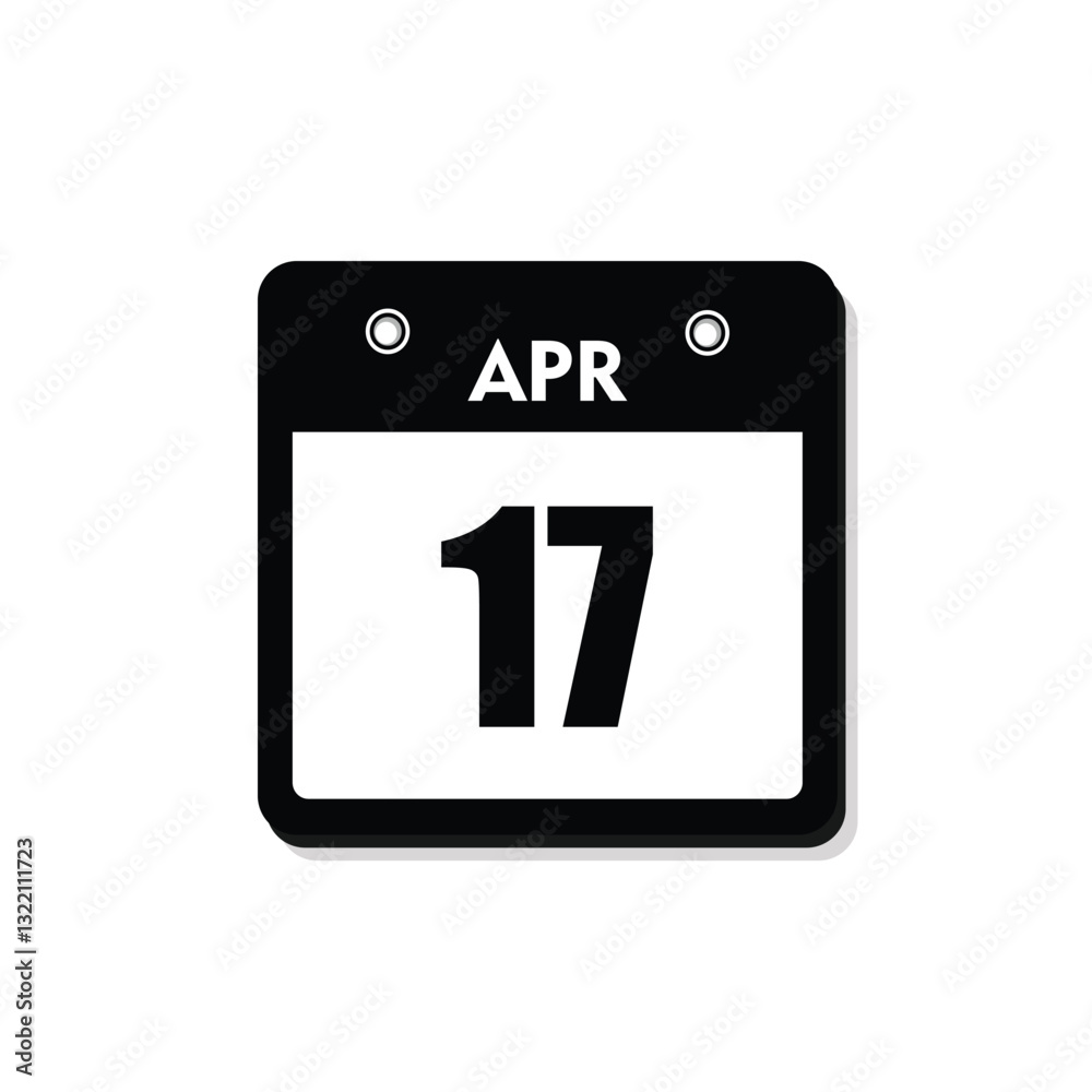calender icon, 17 april icon with white background calender icon, 17 april icon with white background