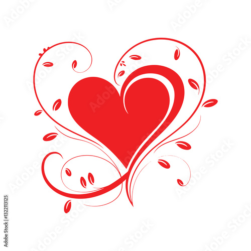 Elegant Floral Heart Design | Ornamental Love Symbol | Decorative Romantic Heart Vector Design