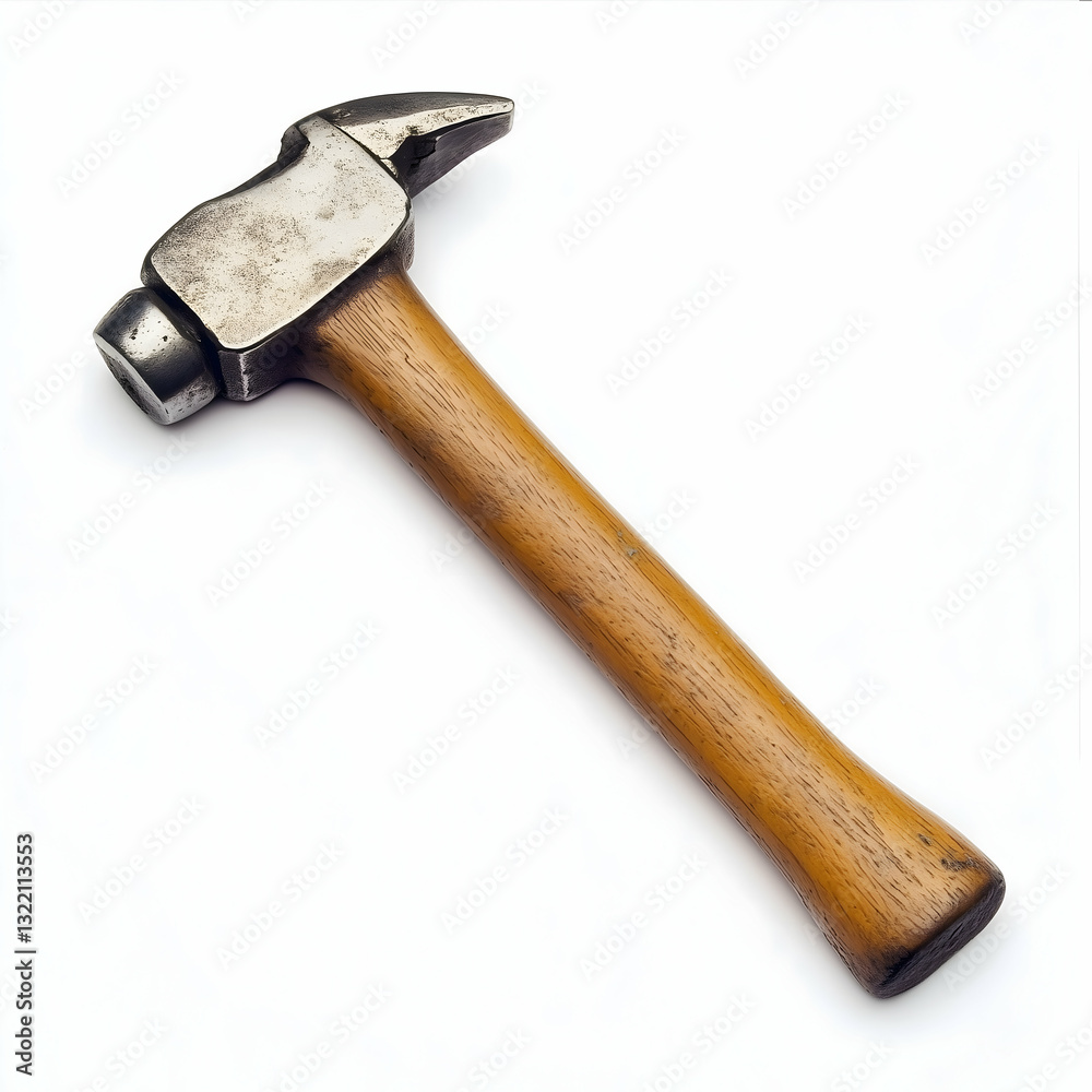 Classic hammer resting on a clean white surface, ready for any DIY project or repair task Generative AI Classic hammer resting on a clean white surface, ready for any DIY project or repair task Generative AI