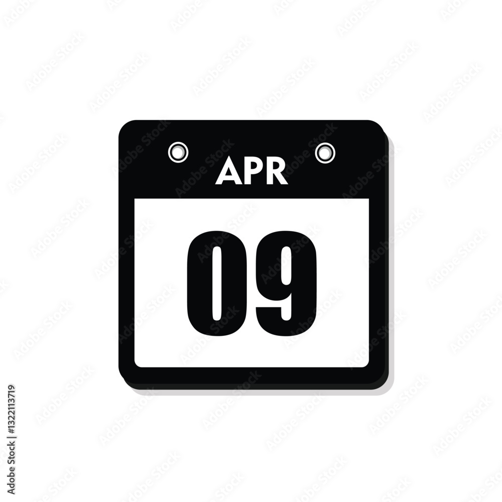 calender icon, 09 april icon with white background calender icon, 09 april icon with white background