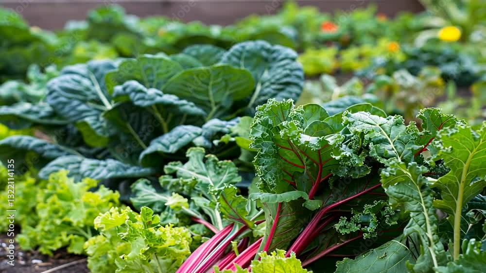 Frische grüne Blätter von Bio-Salat in Nahaufnahme