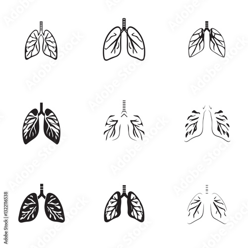Human lung icon set