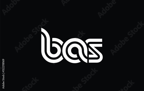 BAS Creative Unique Modern Letter Logo Design. Stylized logo featuring a unique letter design, presenting abstract minimalist aesthetics and modern appeal.