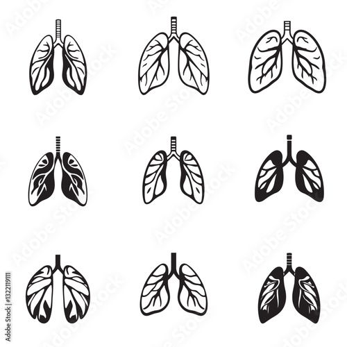 Human lung icon set