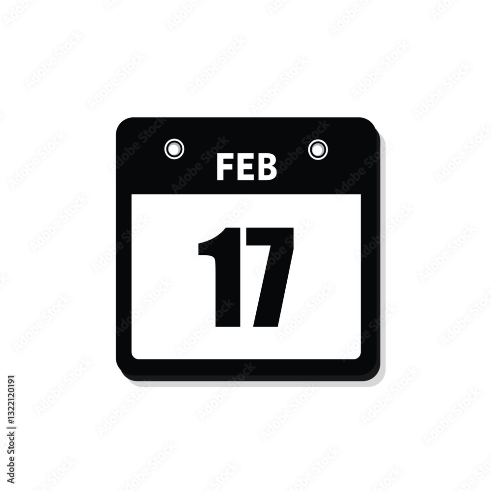 calender icon, 17 february icon with white background calender icon, 17 february icon with white background