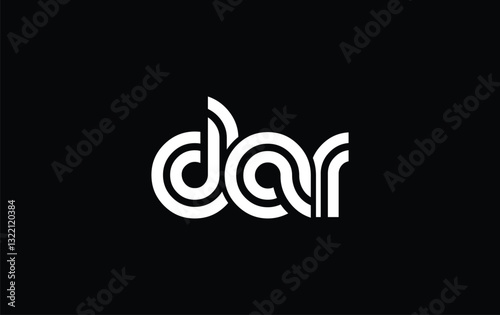DAR Creative Unique Modern Letter Logo Design. Stylized logo featuring a unique letter design, presenting abstract minimalist aesthetics and modern appeal.