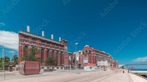Hyperlapse of EDP Electricity Museum and MAAT by the Tagus River. Lisbon, Portugal