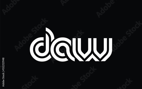 DAW Creative Unique Modern Letter Logo Design. Stylized logo featuring a unique letter design, presenting abstract minimalist aesthetics and modern appeal.
