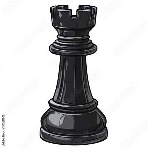 A powerful black rook stands tall ready for battle strategic chess piece