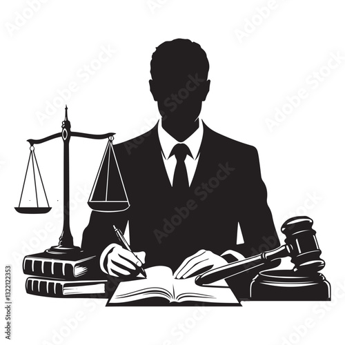 Lawyer Silhouette Illustration Vector Art Representing Justice and Legal System