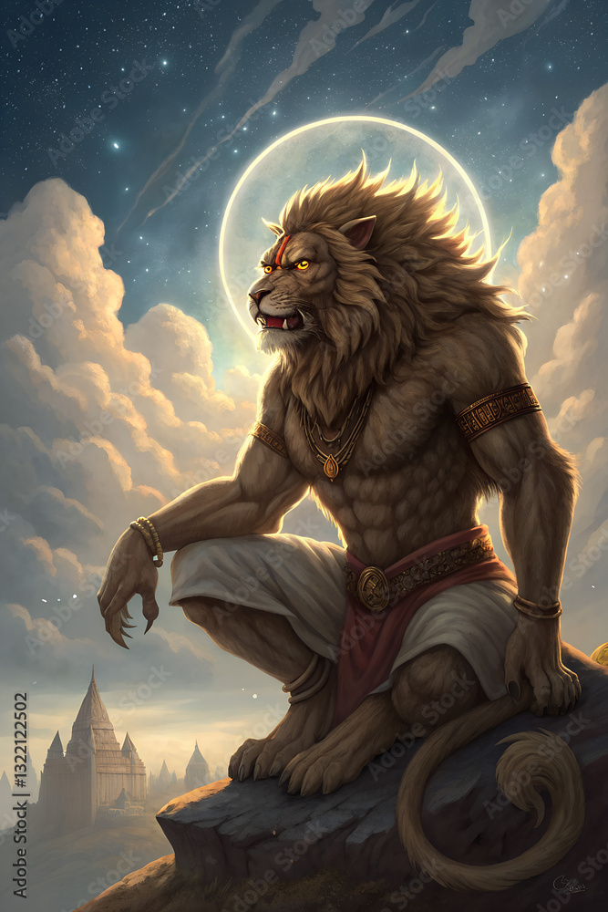 custom made wallpaper toronto digitalLord Narasimha – Hindu God Vishnu's Man-Lion Avatar Protecting Dharma