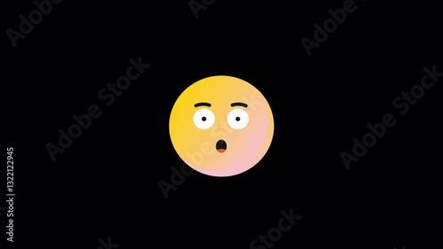 Wallpaper Mural 4K Animated surprised yellow emoji with wide eyes and open mouth. Transparent background. alpha channel Torontodigital.ca