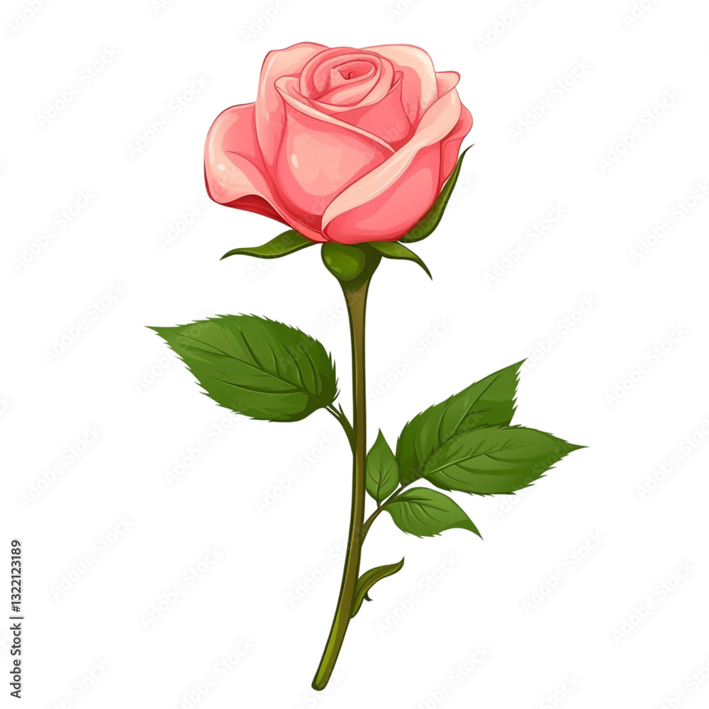 A single pink rose stem delicate beauty nature's elegance A single pink rose stem delicate beauty nature's elegance