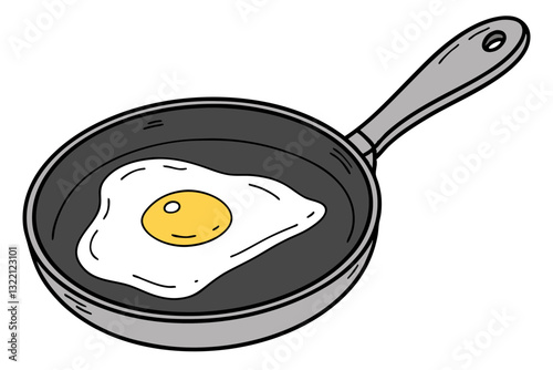 Fried Egg Vector Art with Sunny-Side Up Style on White Background