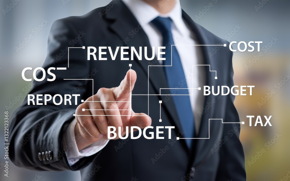 Businessman Planning Budget, Revenue, Cost, and Tax Businessman Planning Budget, Revenue, Cost, and Tax