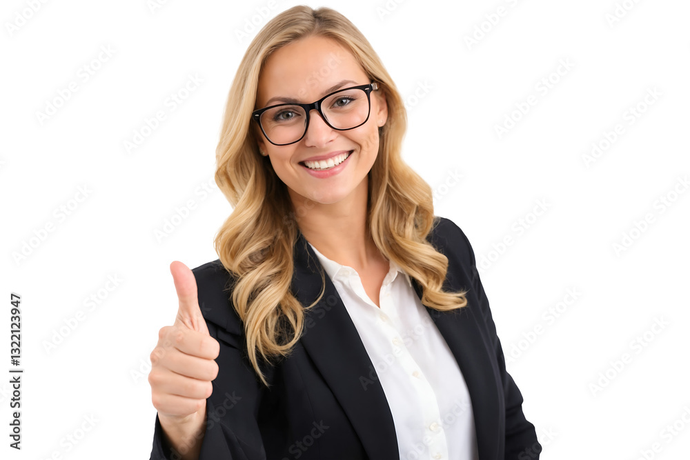 Professional Businesswoman Giving Thumbs Up Gesture With a Confident Smile, isolated on transparent background Professional Businesswoman Giving Thumbs Up Gesture With a Confident Smile, isolated on transparent background