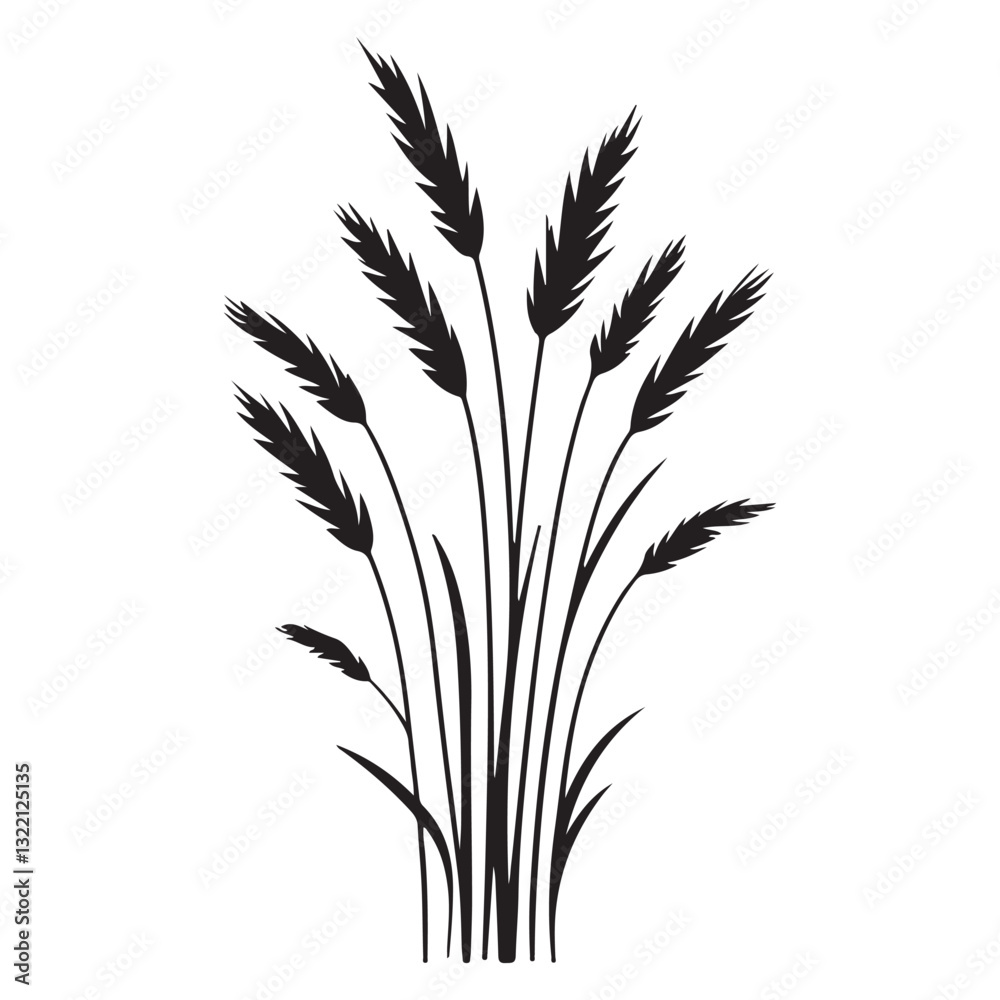 Obraz premium Grass wheat field silhouette illustration nature agriculture harvest element