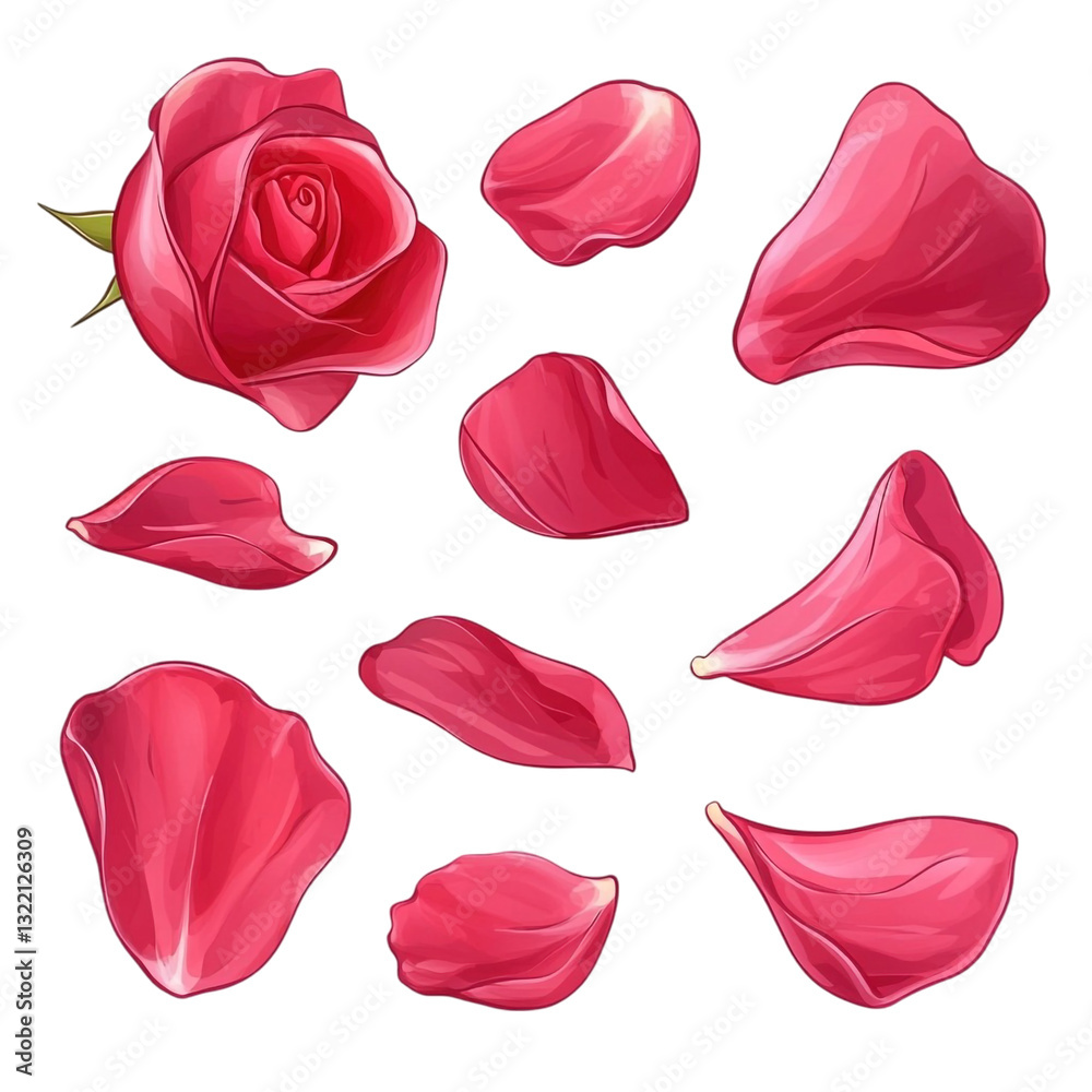 A single red rose and its delicate petals falling softly romantic and beautiful A single red rose and its delicate petals falling softly romantic and beautiful