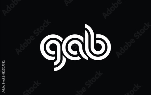 GAB Creative Unique Modern Letter Logo Design. Stylized logo featuring a unique letter design, presenting abstract minimalist aesthetics and modern appeal.