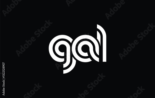 GAL Creative Unique Modern Letter Logo Design. Stylized logo featuring a unique letter design, presenting abstract minimalist aesthetics and modern appeal.