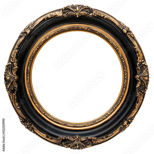 Elegant oval frame black and gold ornate design perfect for a portrait