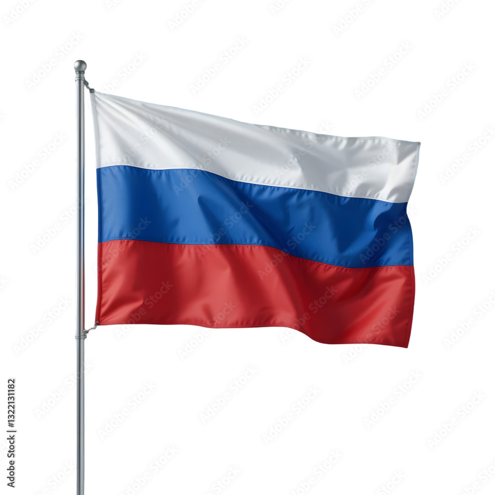 PNG Russian Flag Waving Isolated on White Background for National and Political Designs PNG Russian Flag Waving Isolated on White Background for National and Political Designs