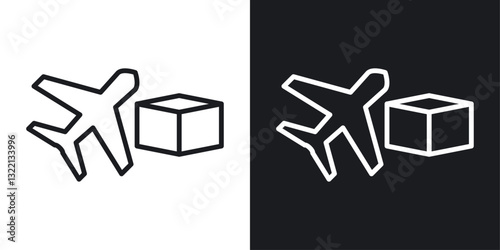 Air delivery icons set in black and white stroke lines