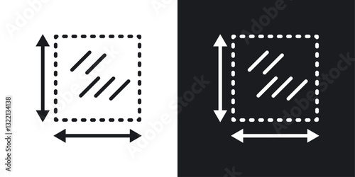 Area and dimension icons set in black and white stroke lines