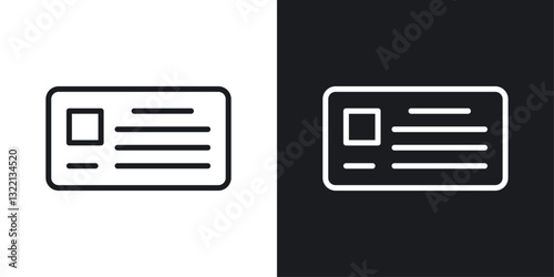 Business card icons set in black and white stroke lines