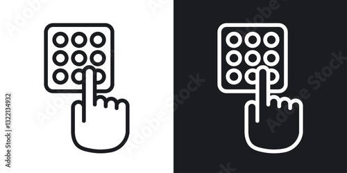 Code lock icons set in black and white stroke lines