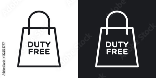 Duty free icons set in black and white stroke lines