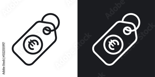 Euro tag icons set in black and white stroke lines