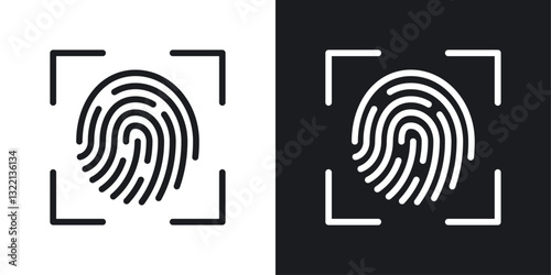 Fingerprint icons set in black and white stroke lines