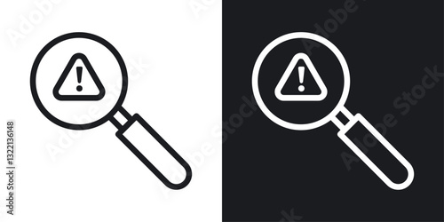 Finding problem icons set in black and white stroke lines