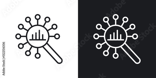 Gathering information icons set in black and white stroke lines