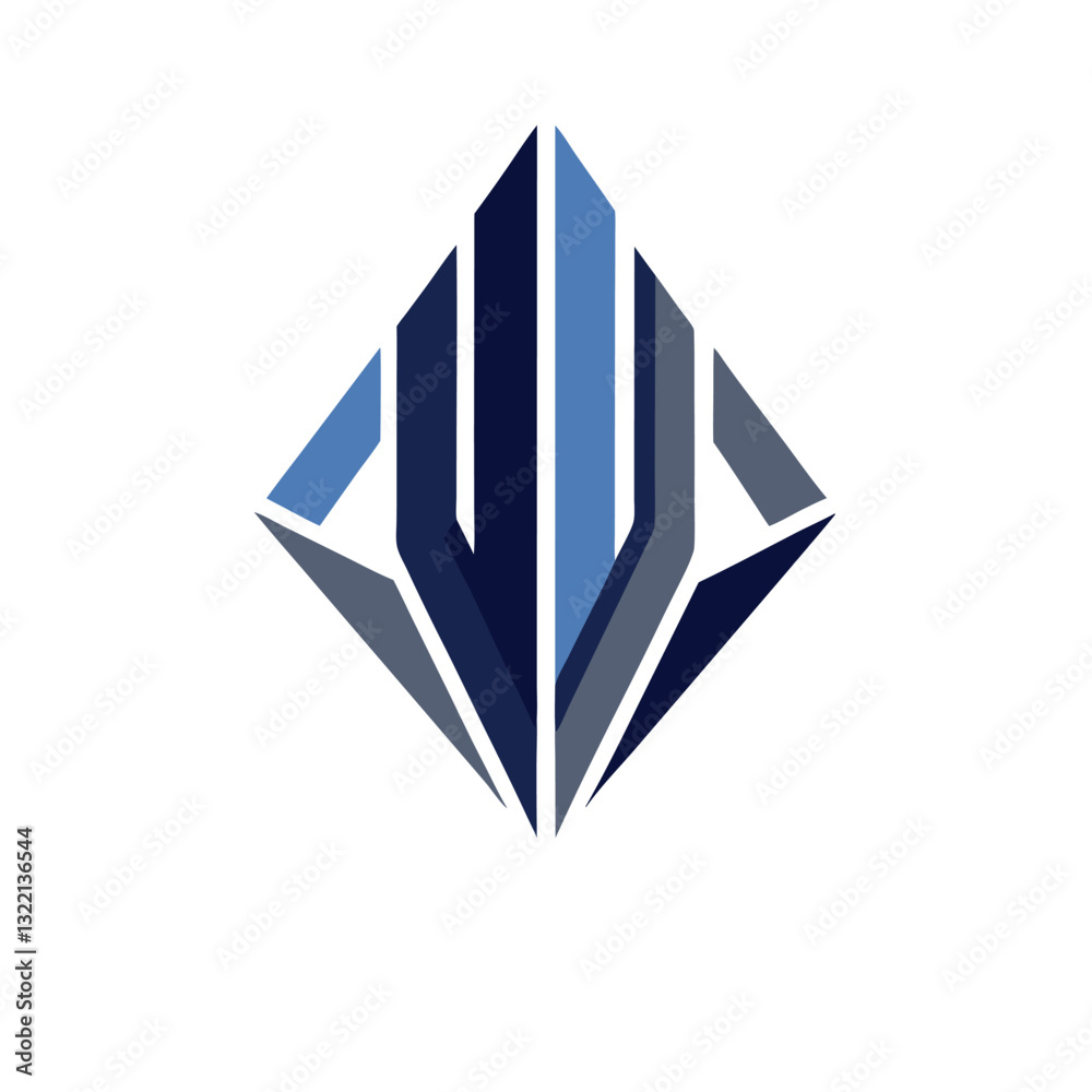 Sleek Modern Consulting Firm Logo with Abstract Geometric Icon in Navy Blue and Silver  
