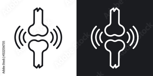 Human knee bone joint icons set in black and white stroke lines