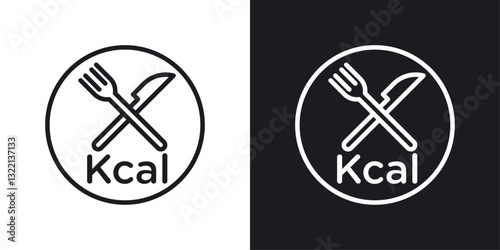 Kcal icons set in black and white stroke lines