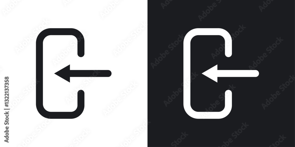 Left Arrow icons set in black and white stroke lines Left Arrow icons set in black and white stroke lines