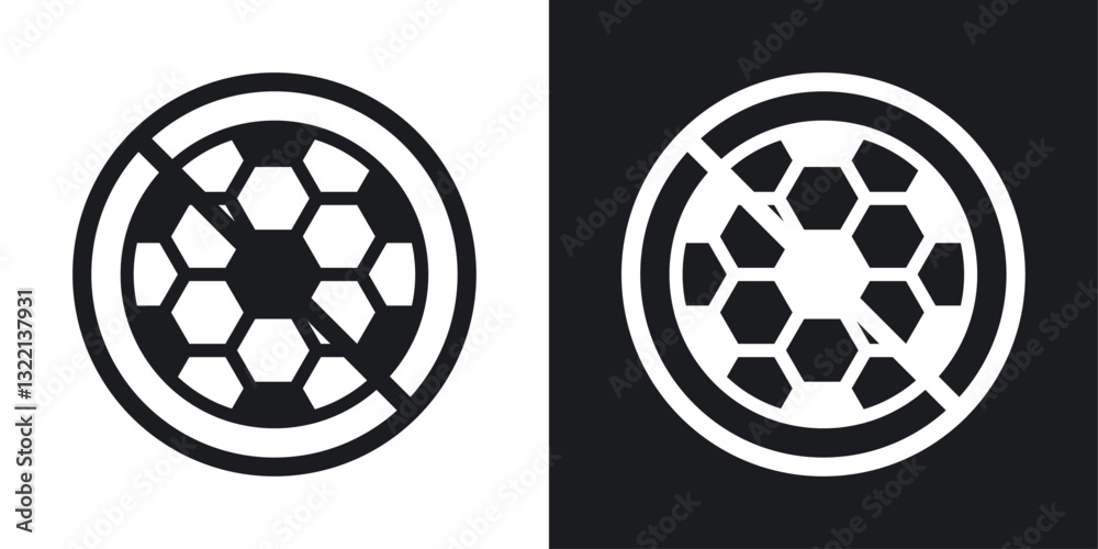 No ball game sign icons set in black and white stroke lines No ball game sign icons set in black and white stroke lines