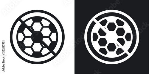 No ball game sign icons set in black and white stroke lines